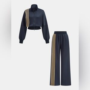 Commense Quadruple Stripe Sweatshirt and Pants Set